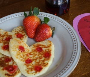 red hot heart pancakes