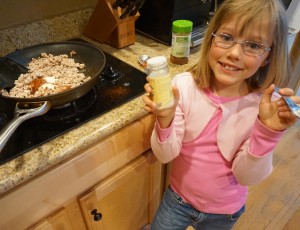 Anna making Double Decker Tacos