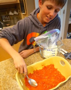 Toby making Manicotti