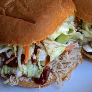 pulled pork sandy with bbq and slaw